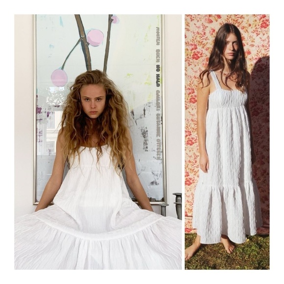 ZARA | Fairy Romantic Coquette Cottagecore Voluminous Textured Weave Dress | XS - Picture 1 of 15